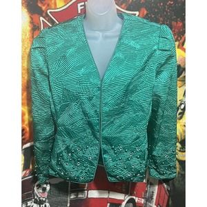 Karen Lawrence by Matthew Vintage Green‎ Sequin Blazer Jacket No Size See Disc